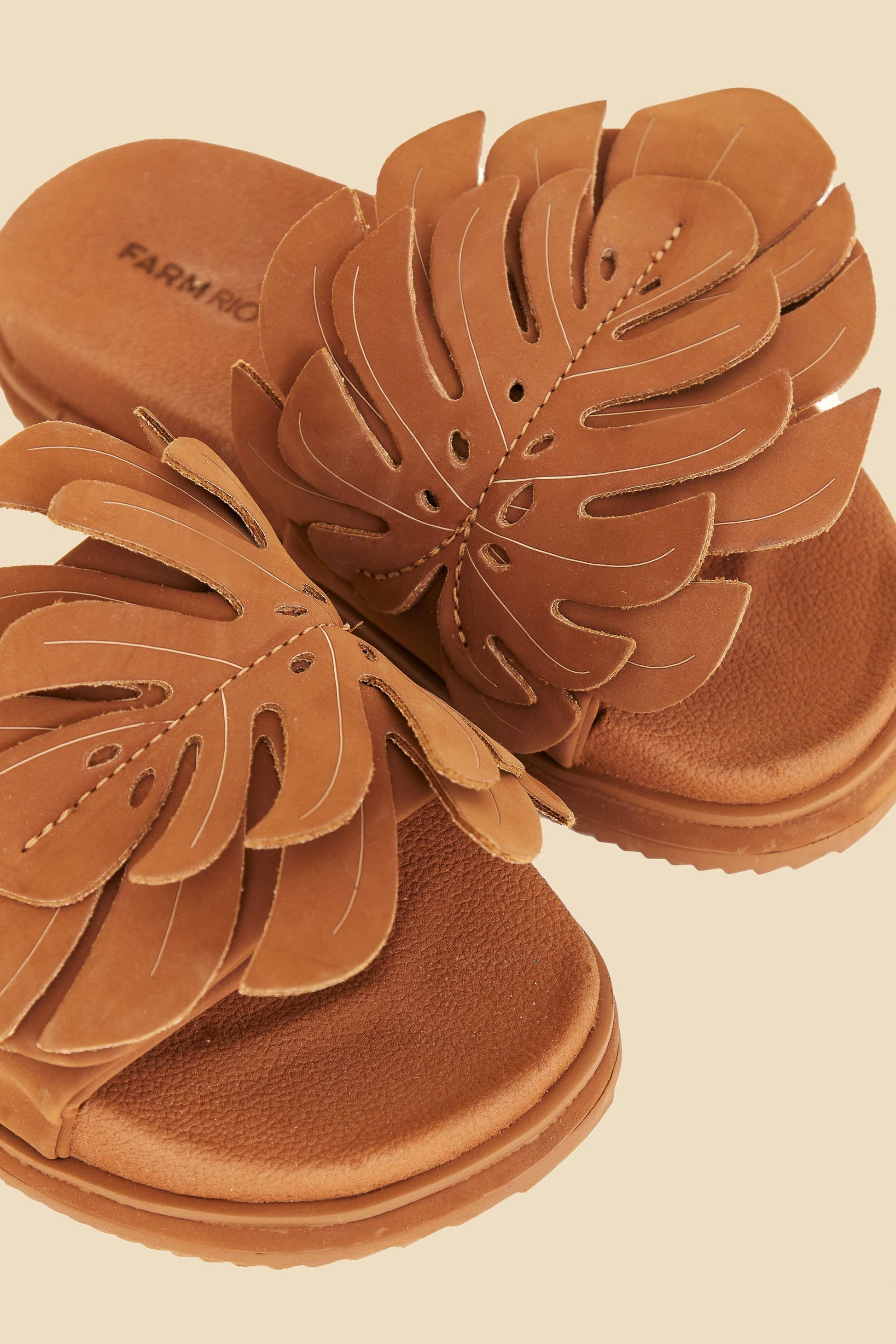 Farm Rio Caramel Monstera Anatomic Slide Sandal