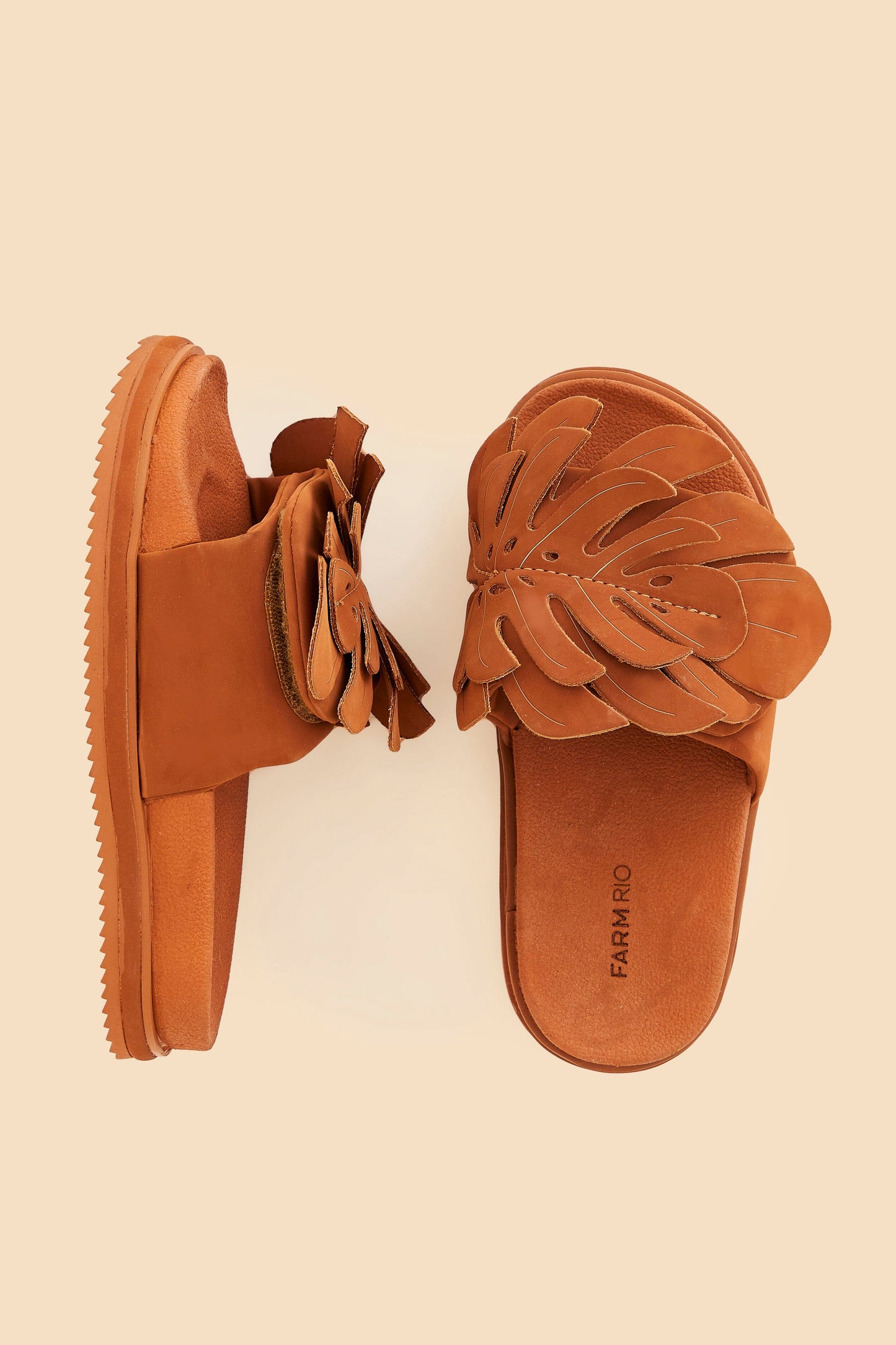 Farm Rio Caramel Monstera Anatomic Slide Sandal