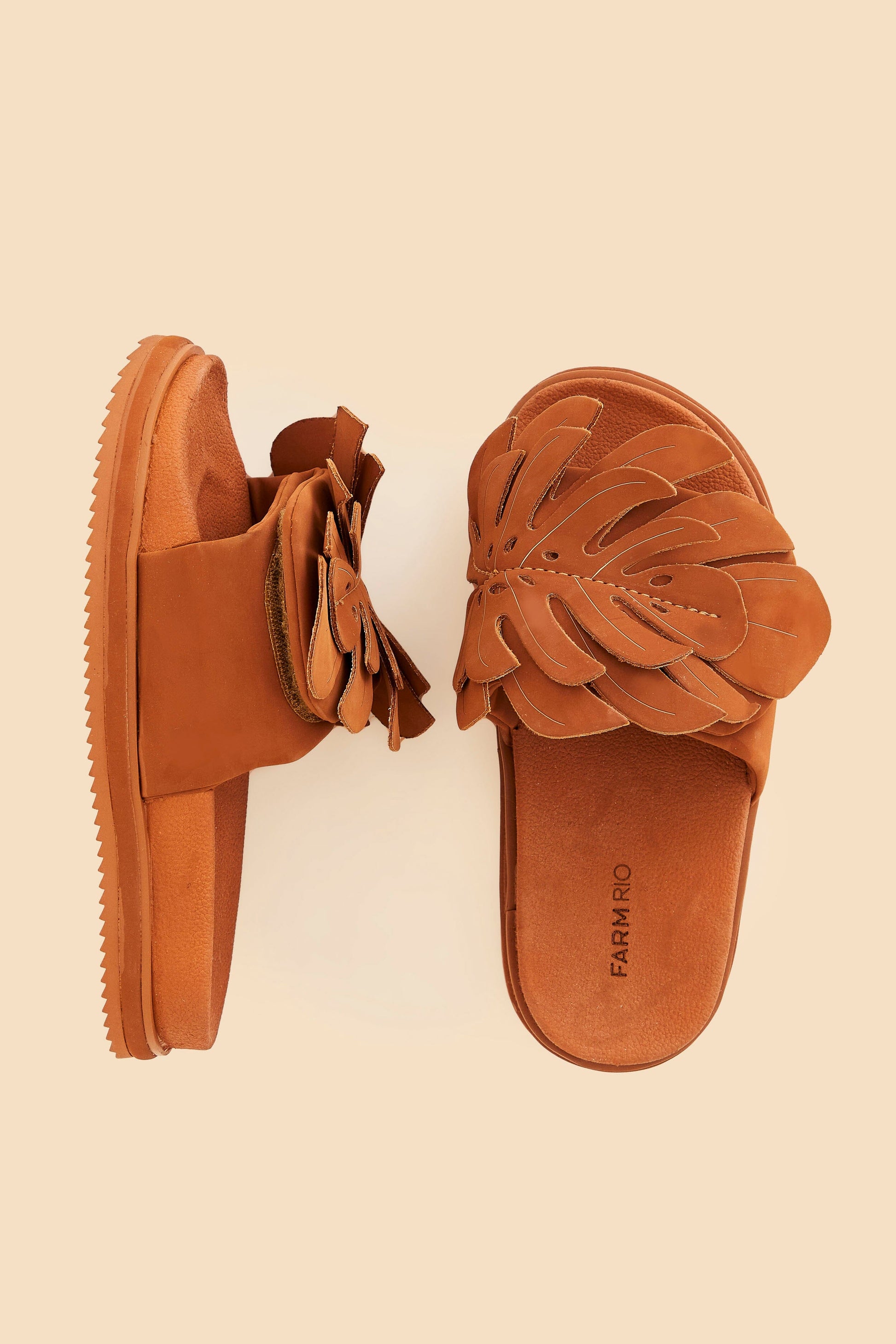 Farm Rio Caramel Monstera Anatomic Slide Sandal