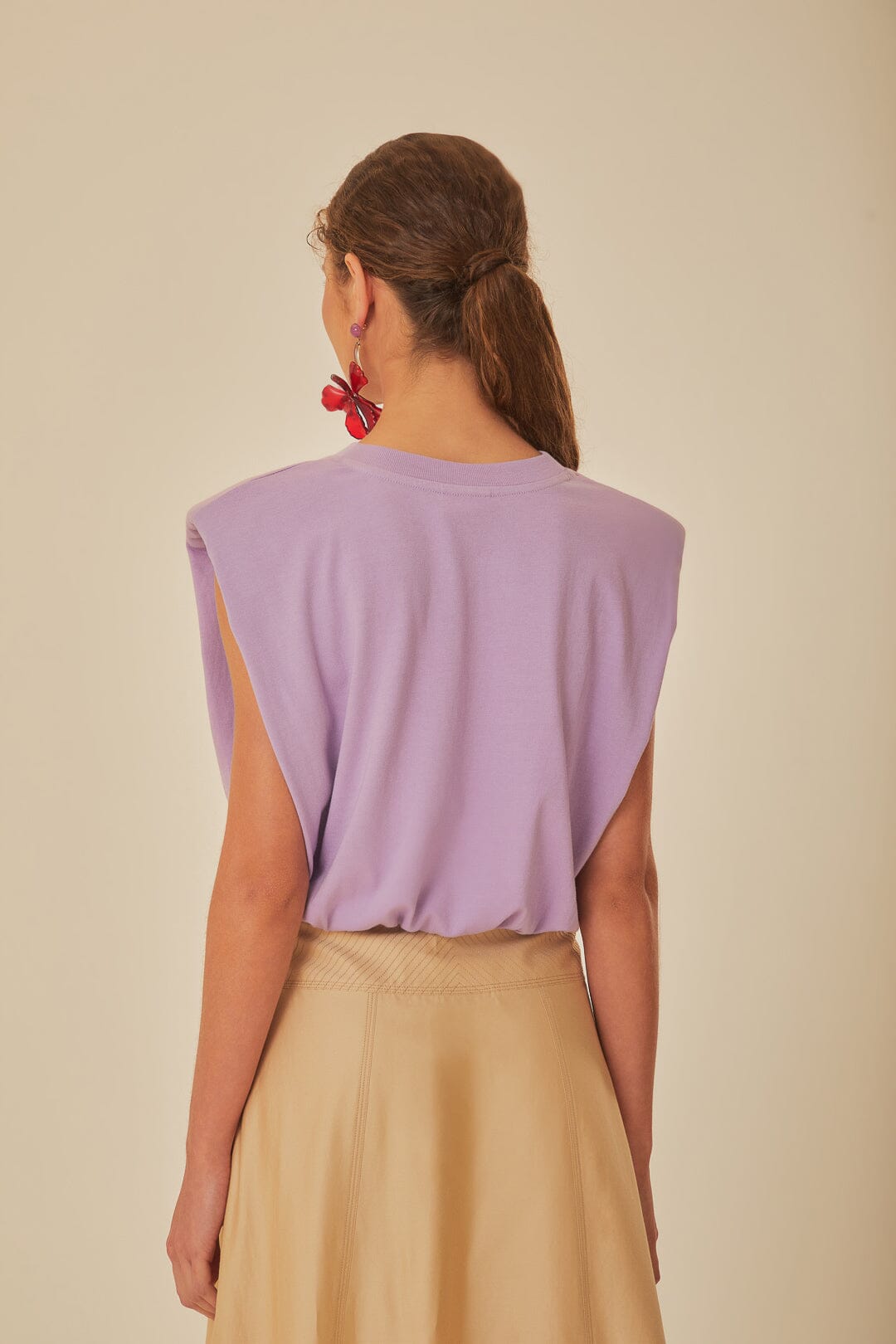  Lilac Summer In The Tropics Shoulder Pad Organic Cotton T-Shirt