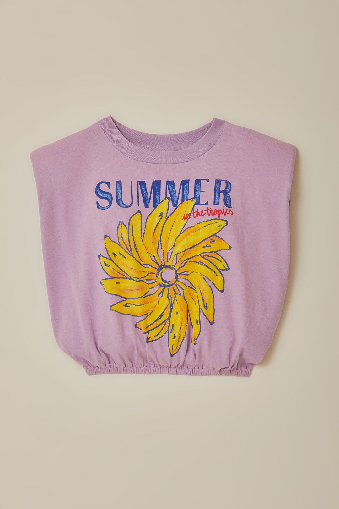  Lilac Summer In The Tropics Shoulder Pad Organic Cotton T-Shirt