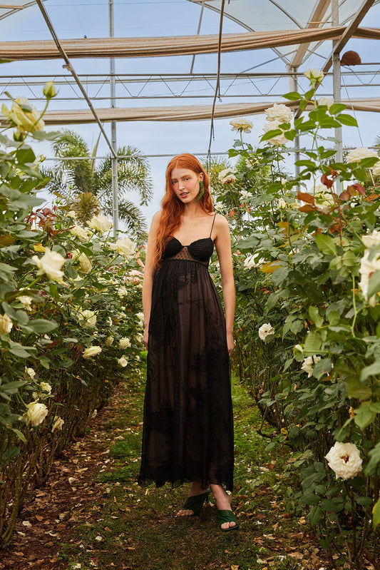  Black Special Lace Sleeveless Maxi Dress