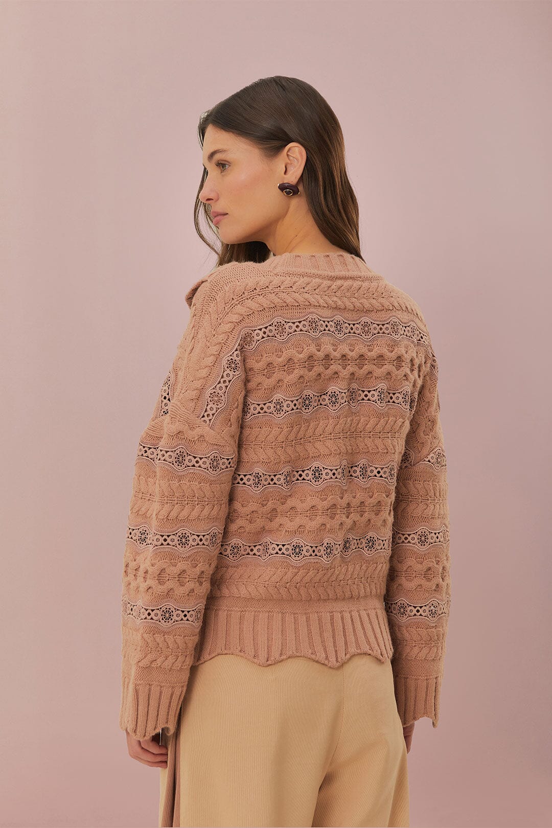  Cream Wavy Ruffle Sweater
