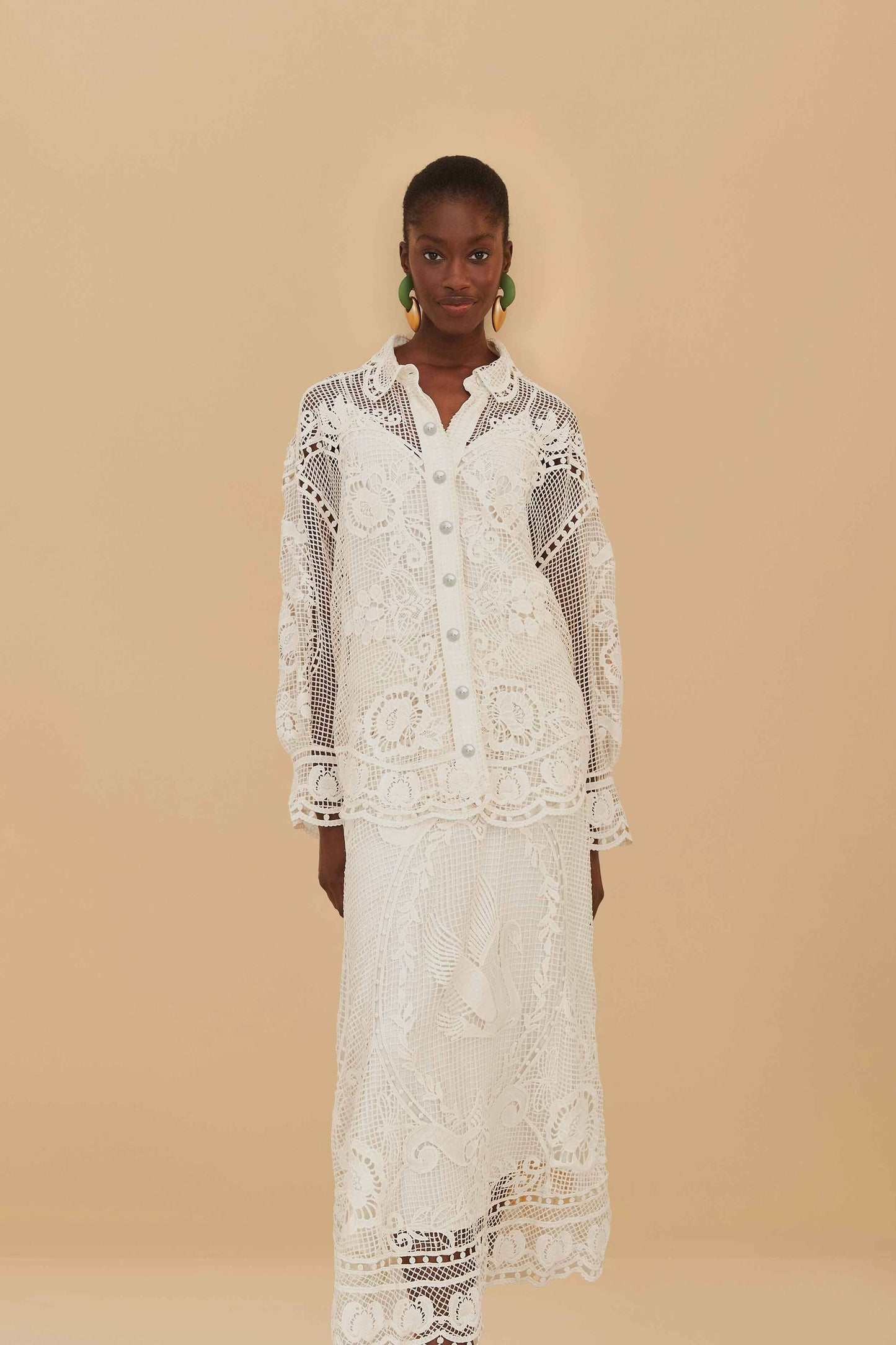  Off-White Swan Lake Guipure Midi Skirt