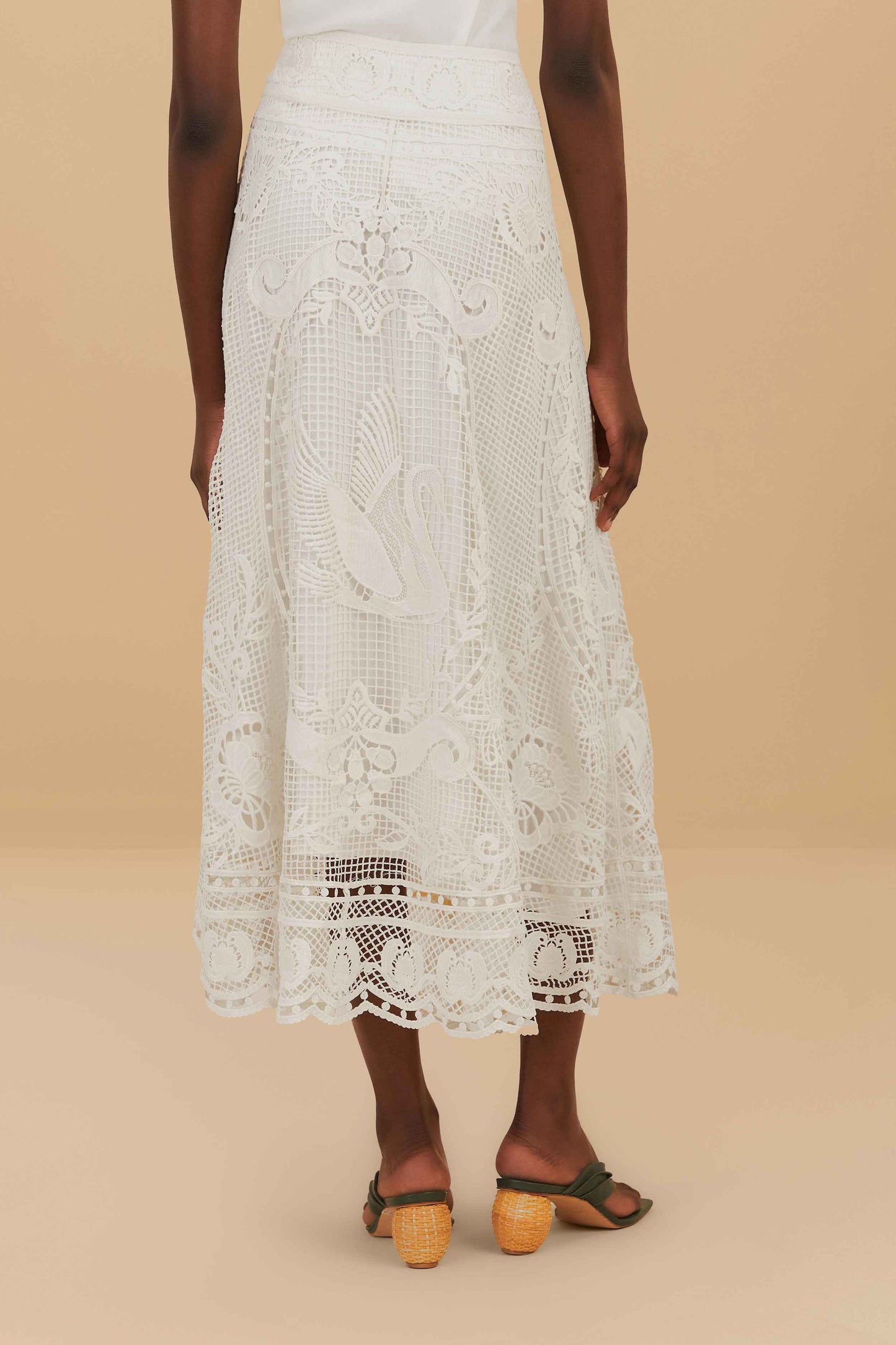  Off-White Swan Lake Guipure Midi Skirt