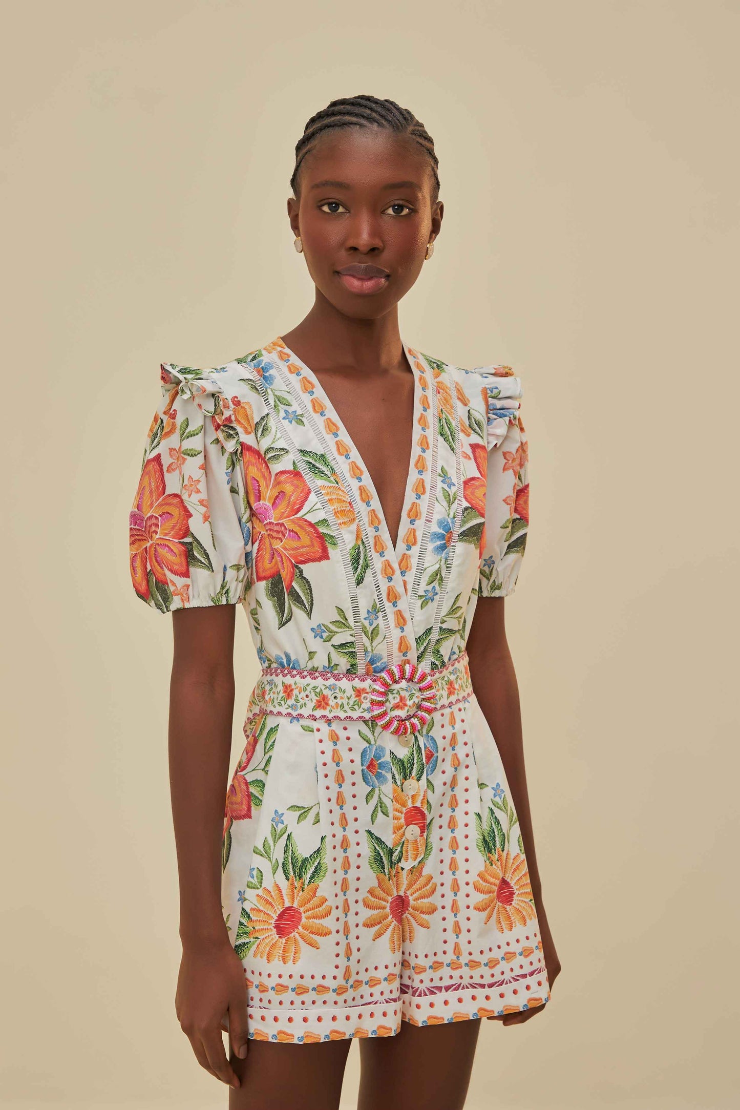  Off-White Bloom Garden LENZING™ ECOVERO™ Euroflax™ Romper