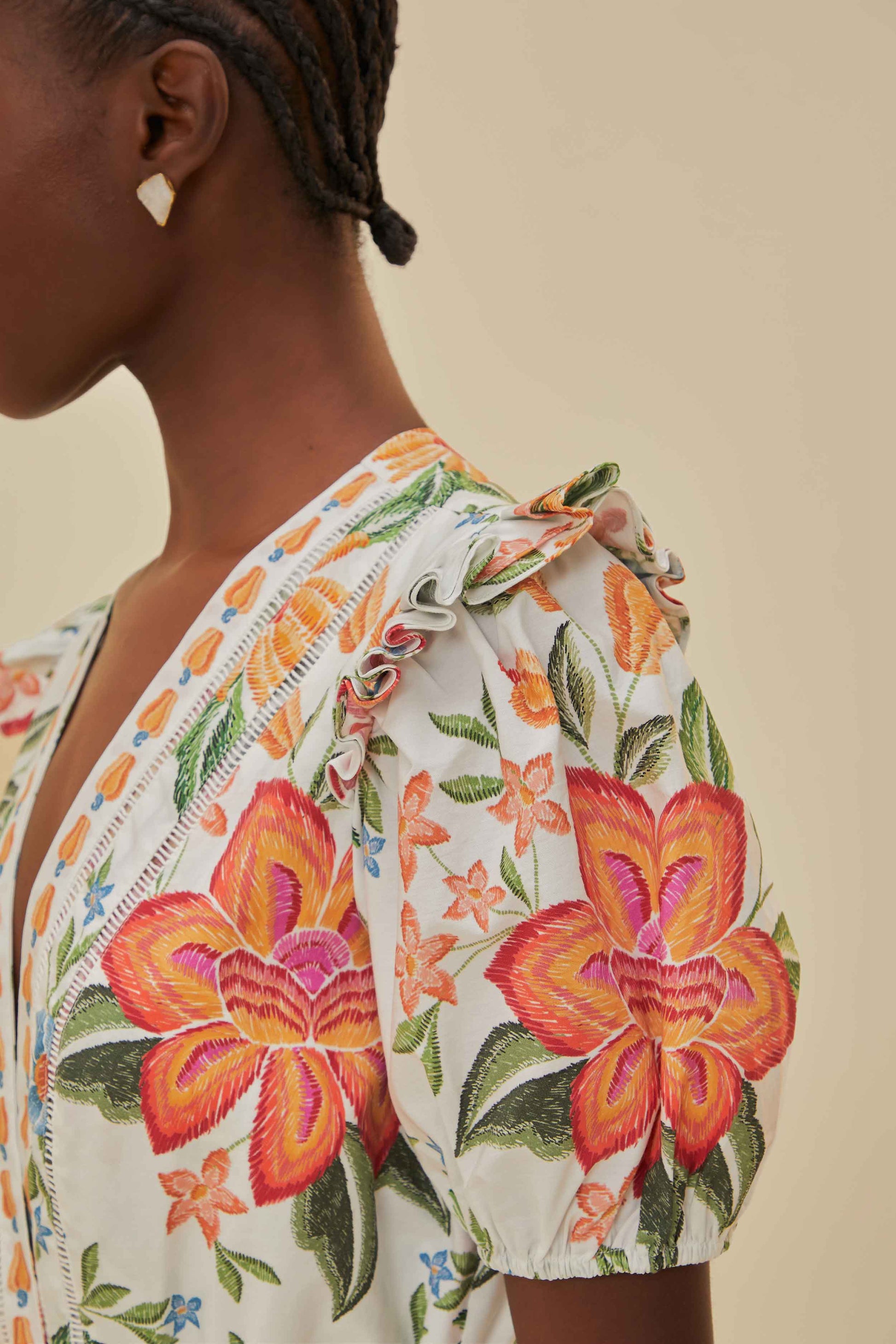  Off-White Bloom Garden LENZING™ ECOVERO™ Euroflax™ Romper