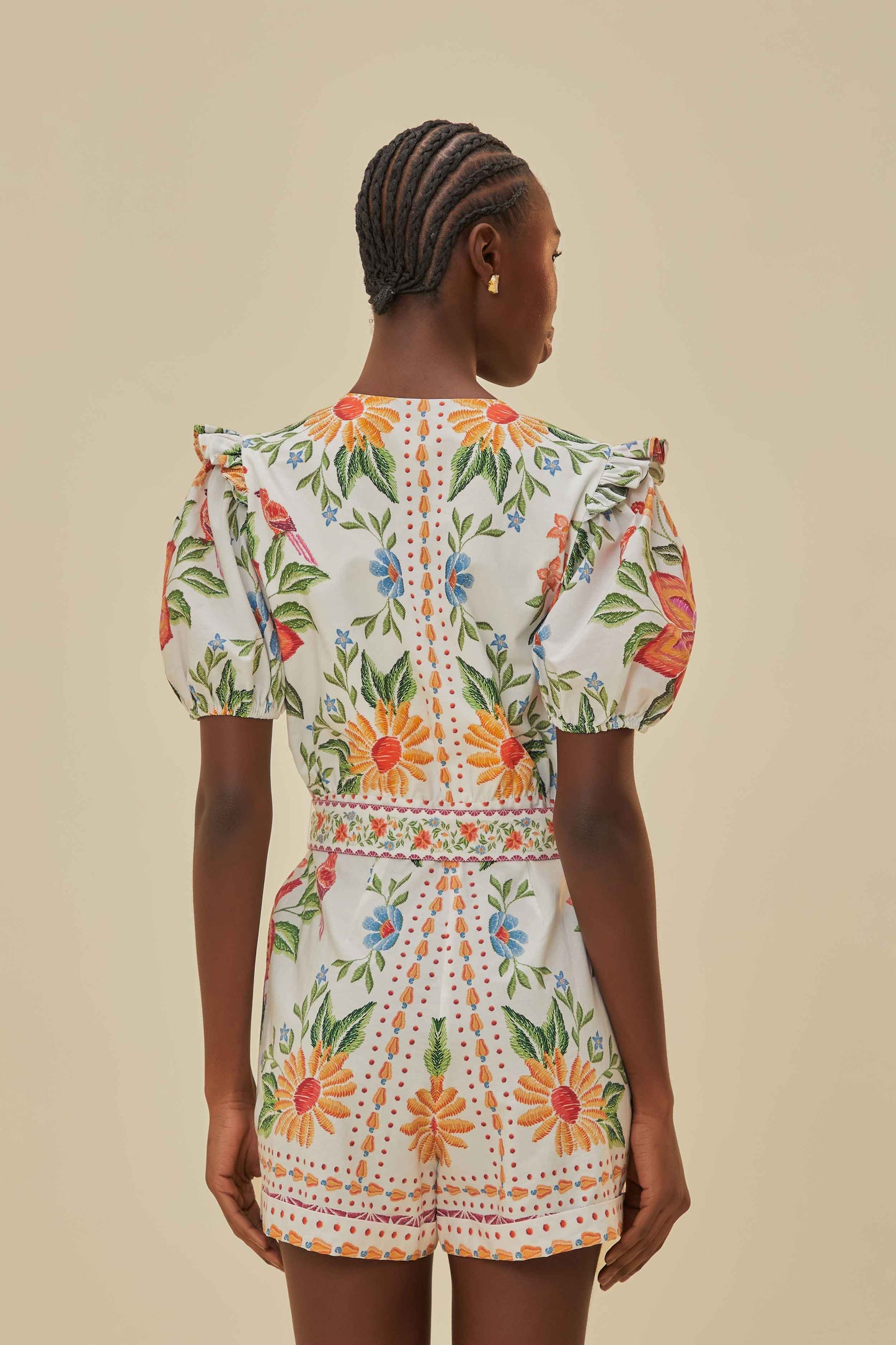  Off-White Bloom Garden LENZING™ ECOVERO™ Euroflax™ Romper
