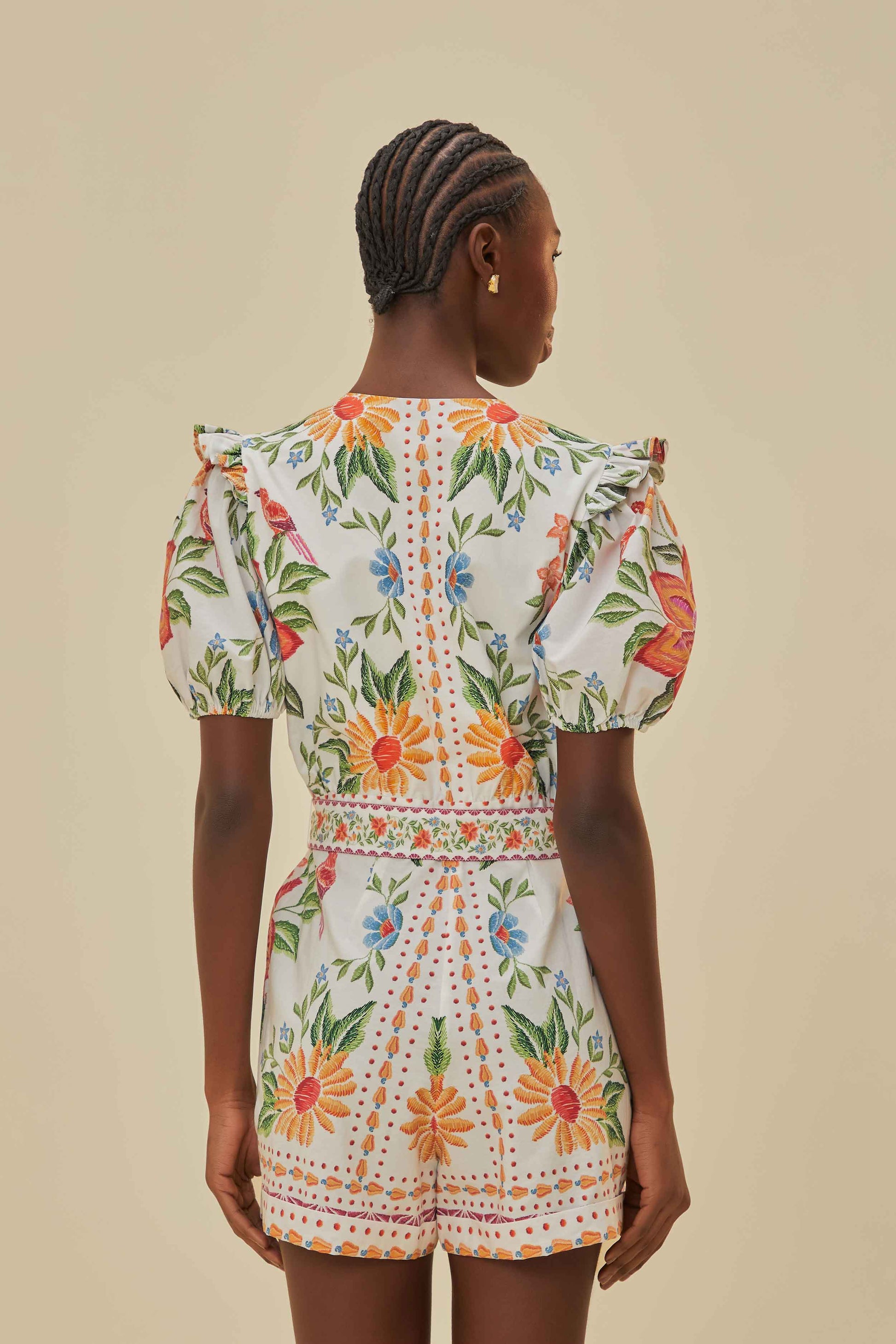  Off-White Bloom Garden LENZING™ ECOVERO™ Euroflax™ Romper