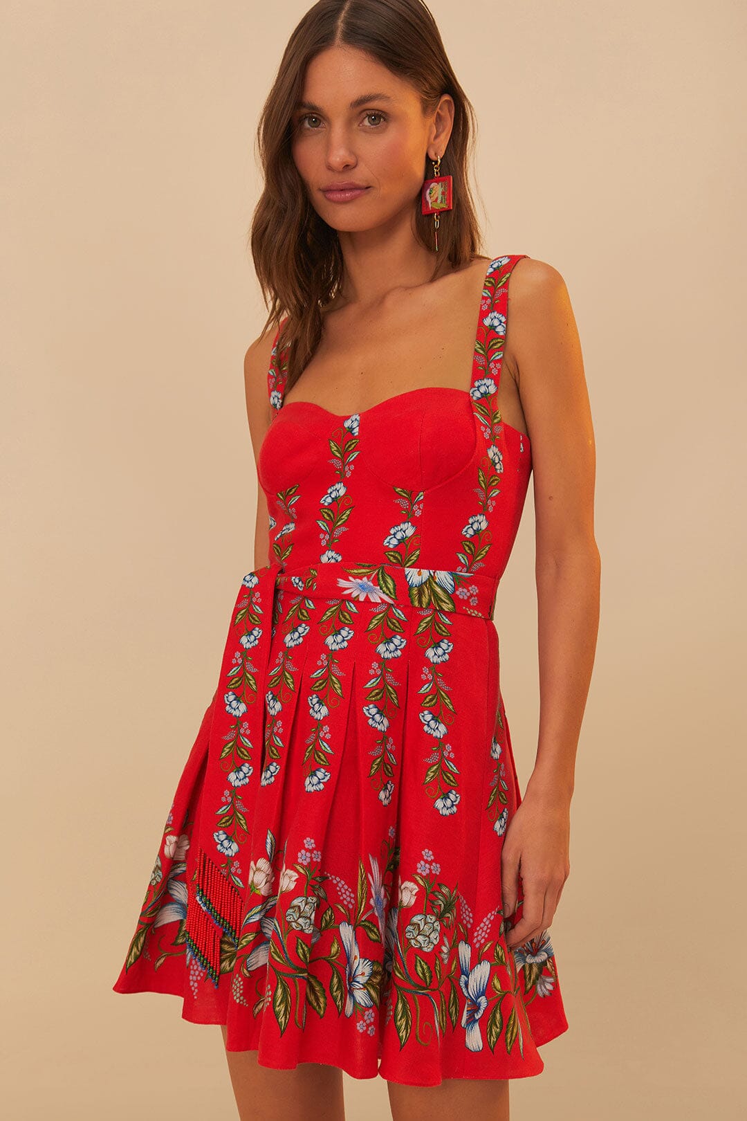  Red Sweet Bloom Bouquet LENZING™ ECOVERO™ Euroflax™ Mini Dress