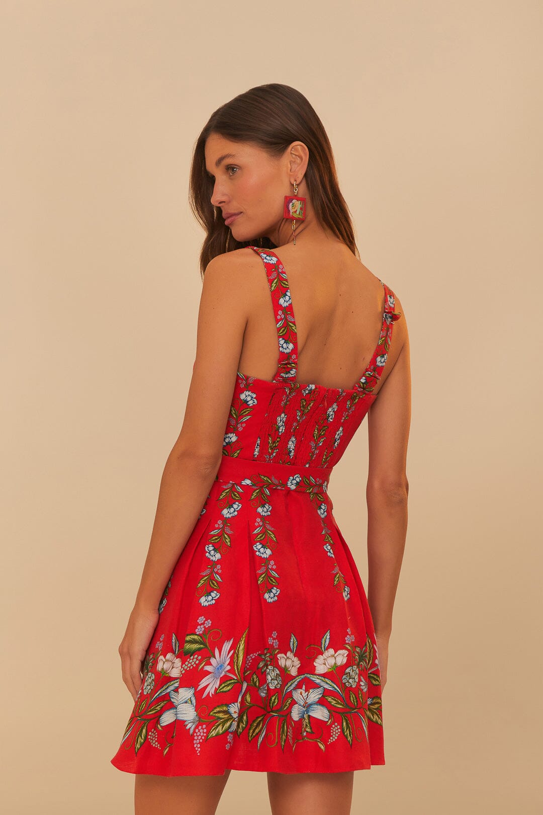  Red Sweet Bloom Bouquet LENZING™ ECOVERO™ Euroflax™ Mini Dress
