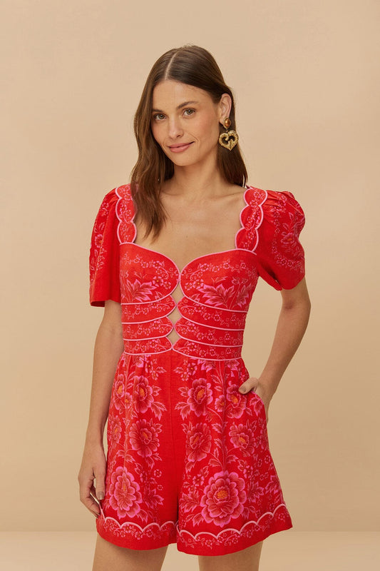  Red Olivia Cut-Out Lenzing™ Ecovero™ Euroflax™Romper