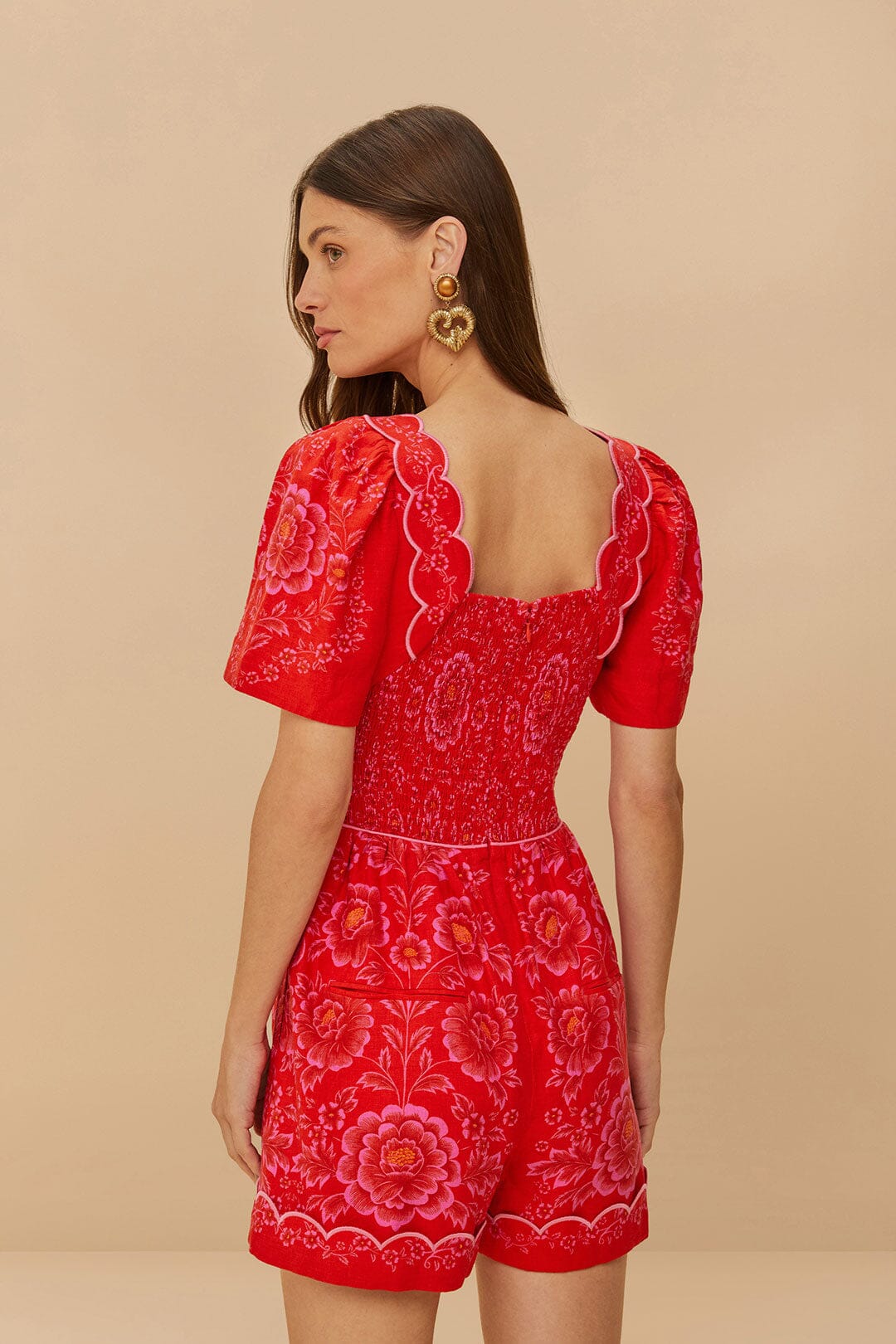  Red Olivia Cut-Out Lenzing™ Ecovero™ Euroflax™Romper