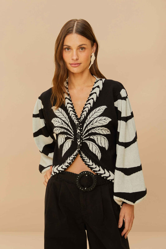  Black Palms Graphic Cardigan
