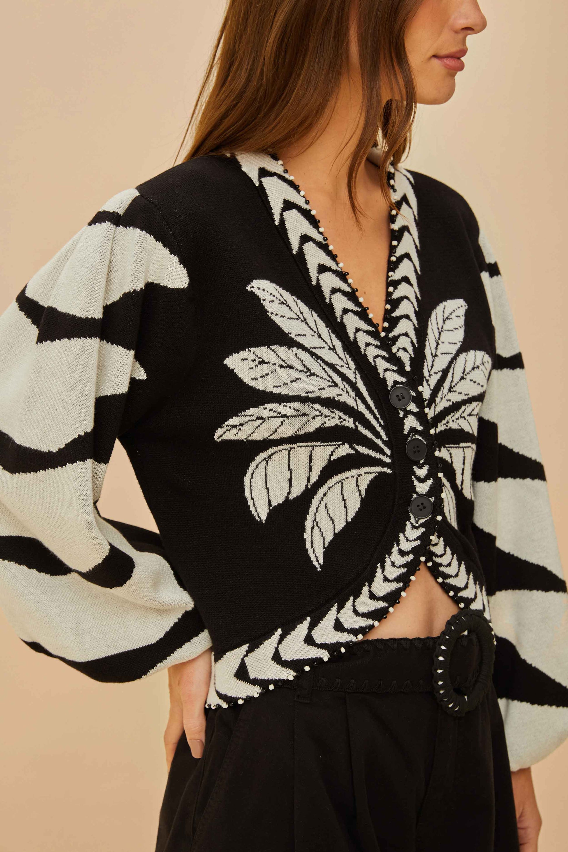  Black Palms Graphic Cardigan
