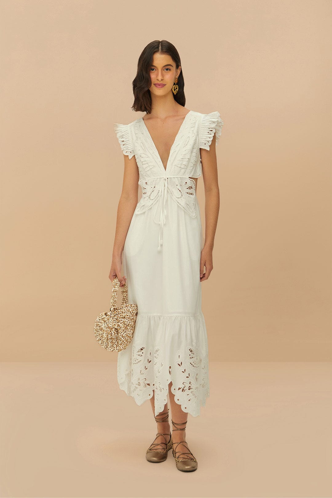  Off-White Butterfly Richelieu Midi Dress
