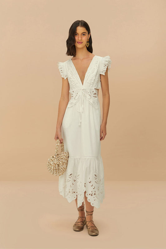  Off-White Butterfly Richelieu Midi Dress