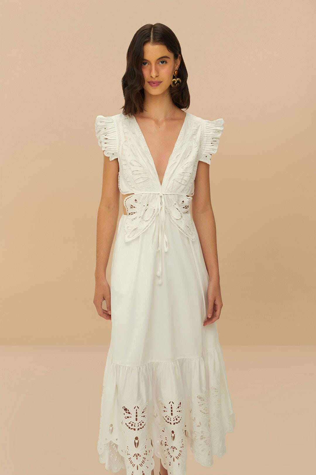  Off-White Butterfly Richelieu Midi Dress