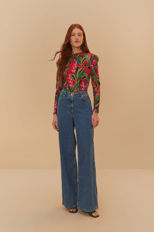  Denim High Waist Pants