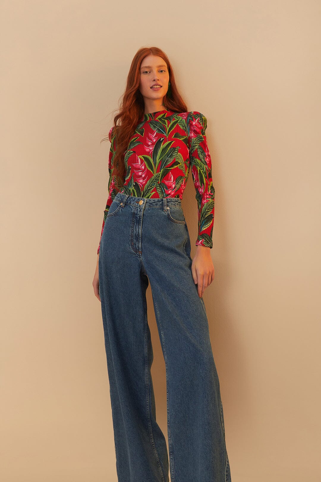  Denim High Waist Pants