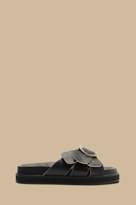 Farm Rio Black Daisy Slide Sandal