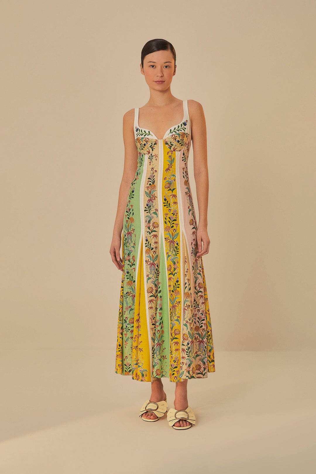 Farm Rio Banana Yellow Daisy Heeled Mule