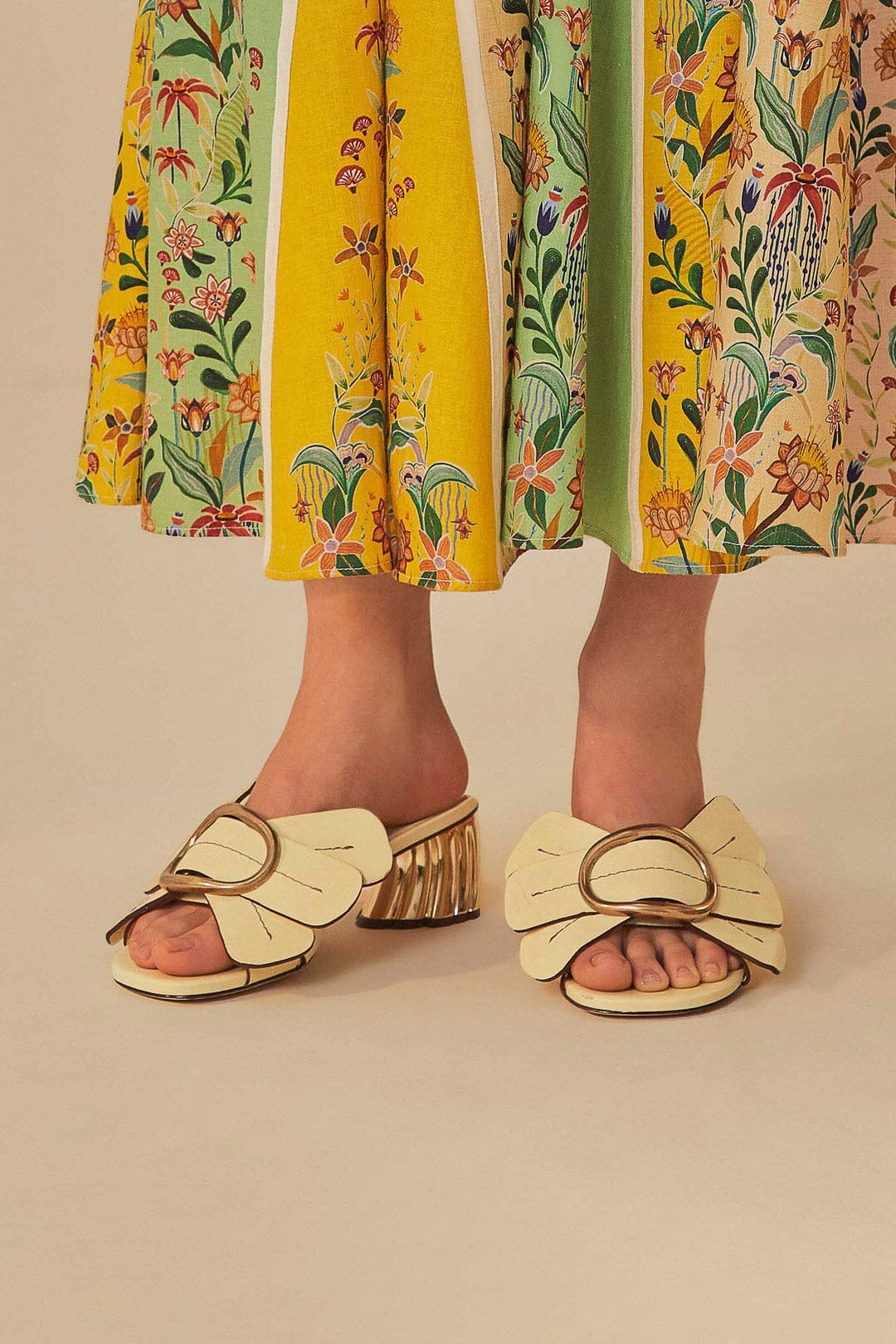 Farm Rio Banana Yellow Daisy Heeled Mule