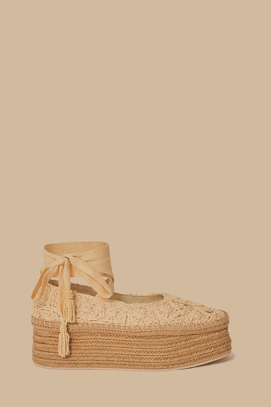  Natural Ballerina Espadrille Flatform Sandal