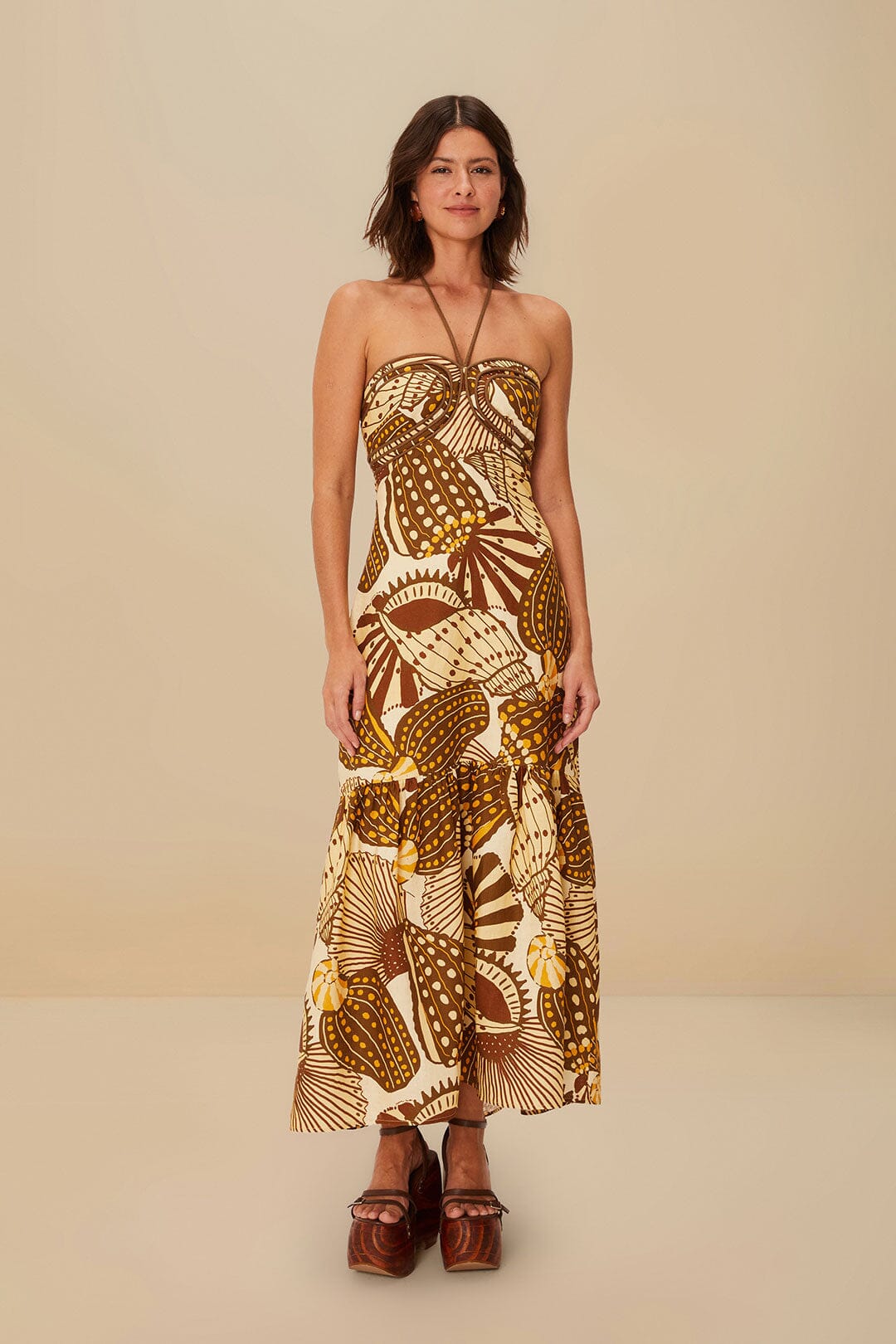  Sand Shell Mix Euroflax™ Premium Linen Maxi Dress
