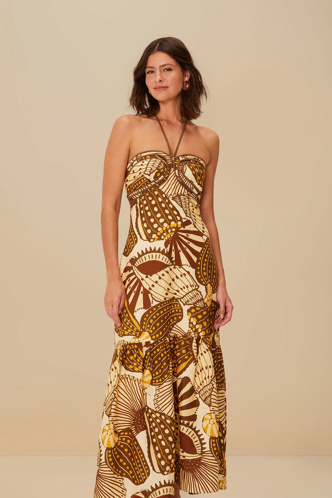  Sand Shell Mix Euroflax™ Premium Linen Maxi Dress