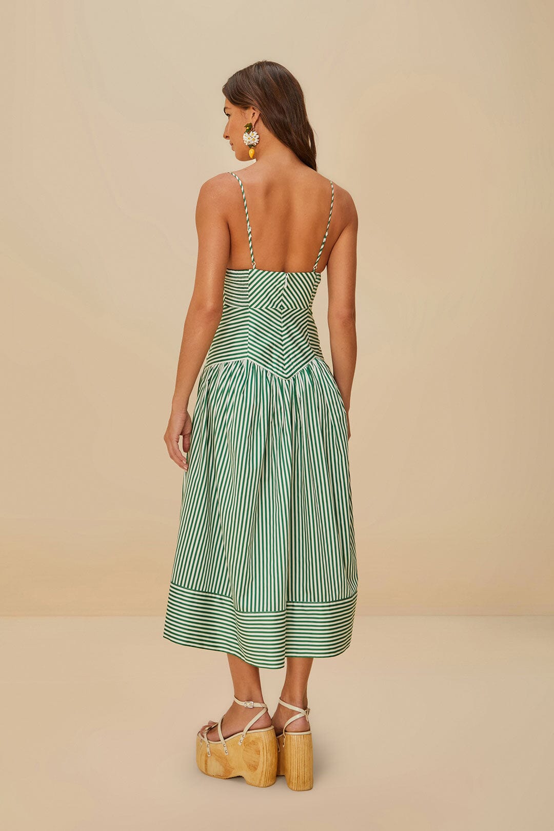  Bicolor Stripes Organic Cotton Midi Dress