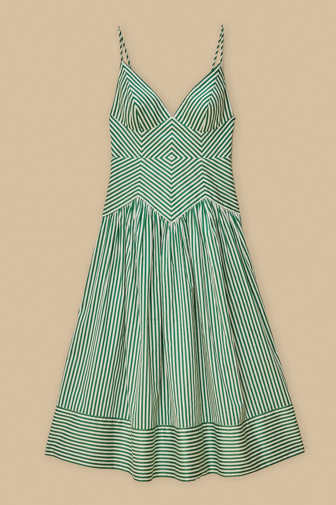 Bicolor Stripes Organic Cotton Midi Dress