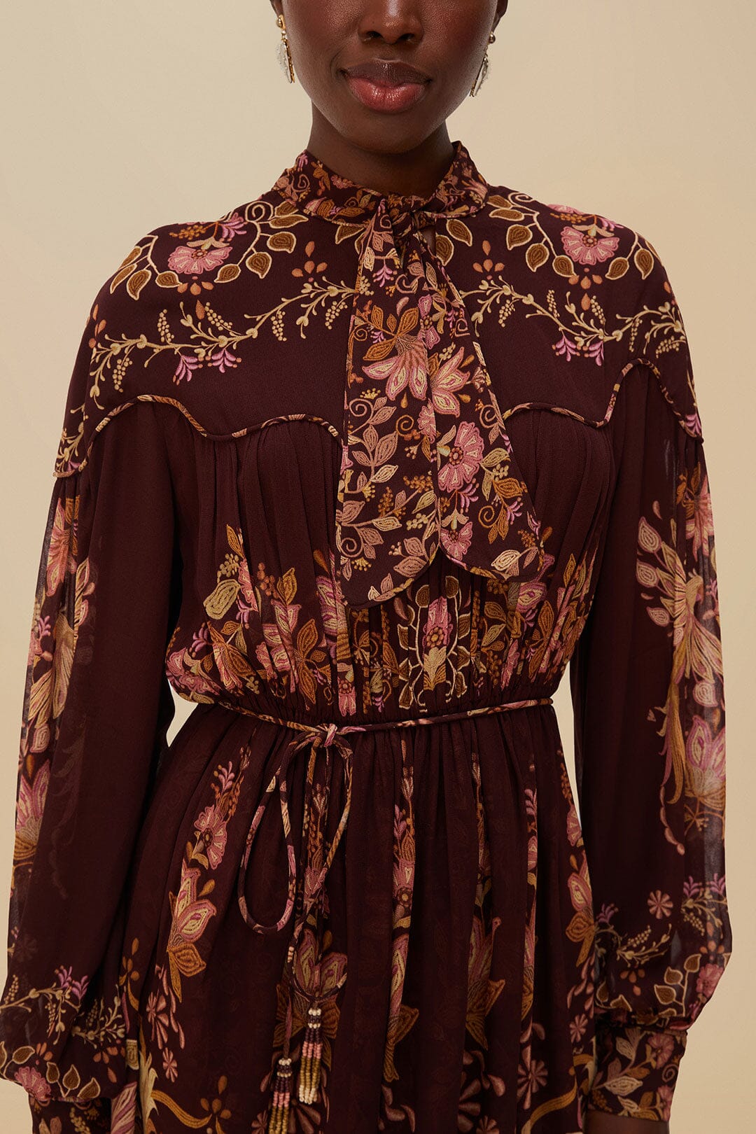  Burgundy Bella Knotted Neckline Mini Dress