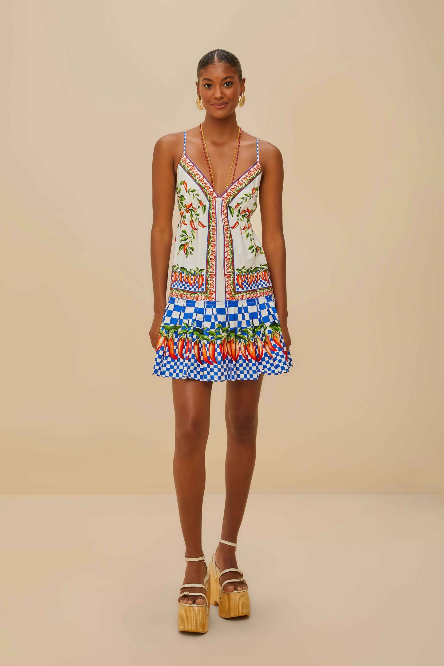 Off-White Picnic Peppers Ainika Organic Cotton Mini Dress