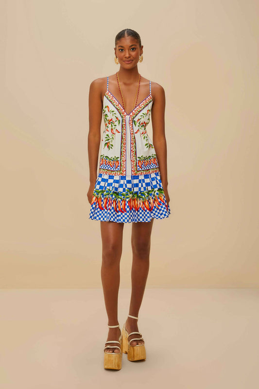  Off-White Picnic Peppers Ainika Organic Cotton Mini Dress