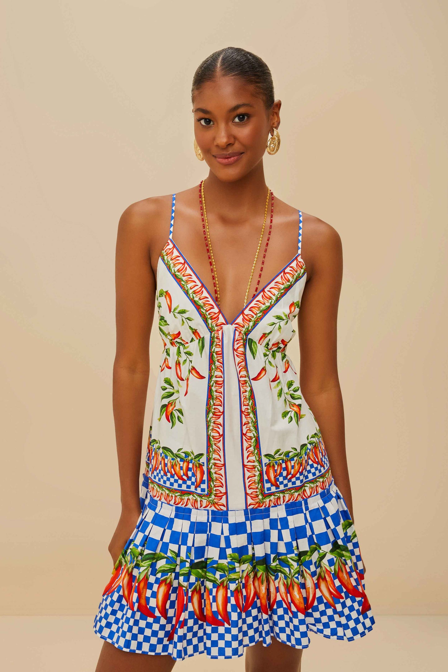  Off-White Picnic Peppers Ainika Organic Cotton Mini Dress