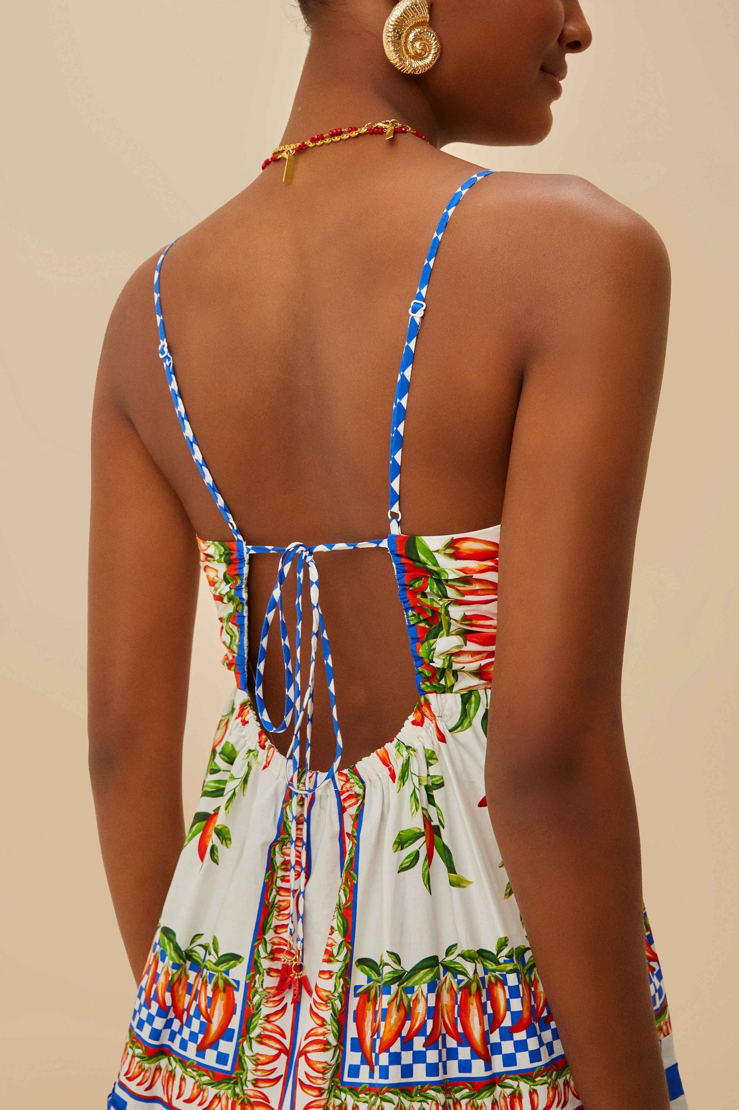  Off-White Picnic Peppers Ainika Organic Cotton Mini Dress