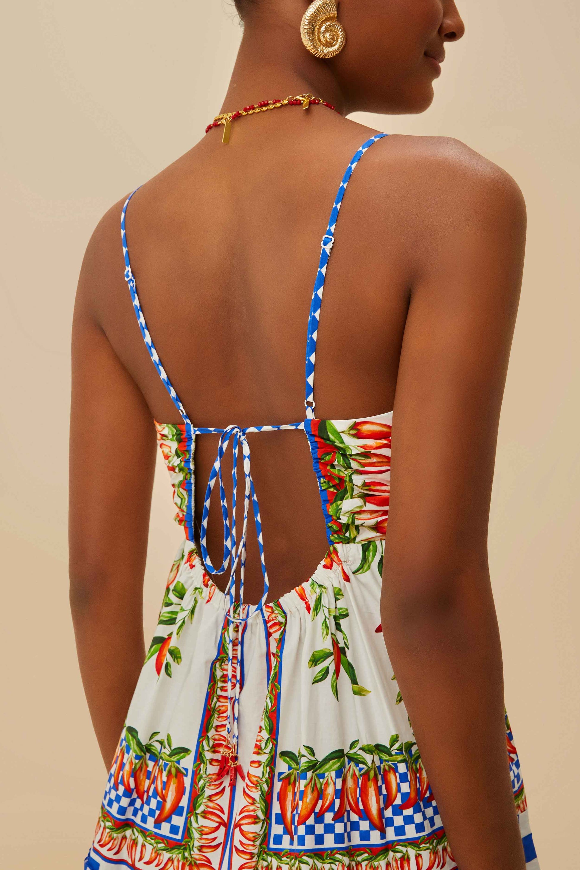  Off-White Picnic Peppers Ainika Organic Cotton Mini Dress