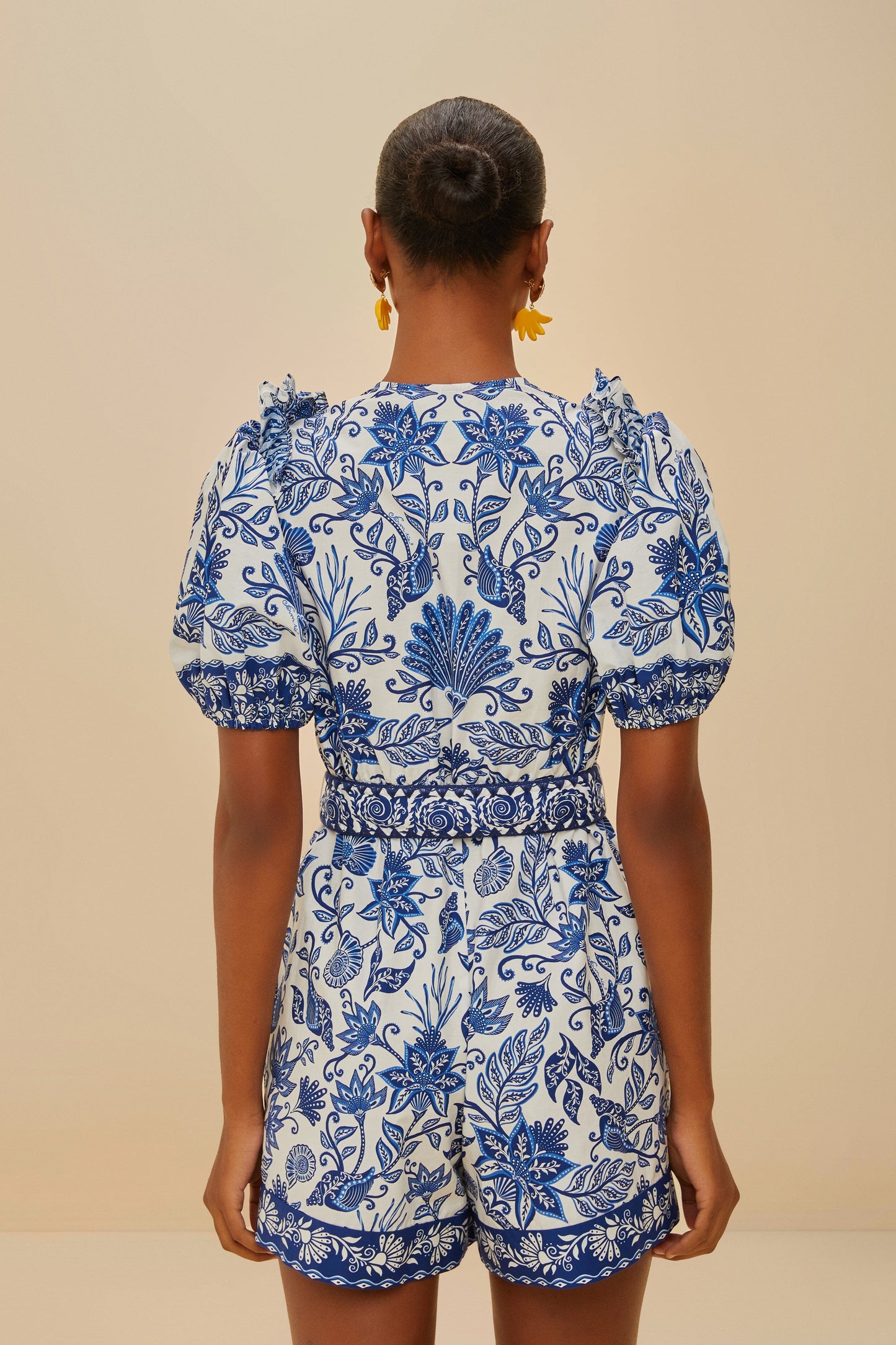 Off-White Shell Garden Organic Cotton Romper