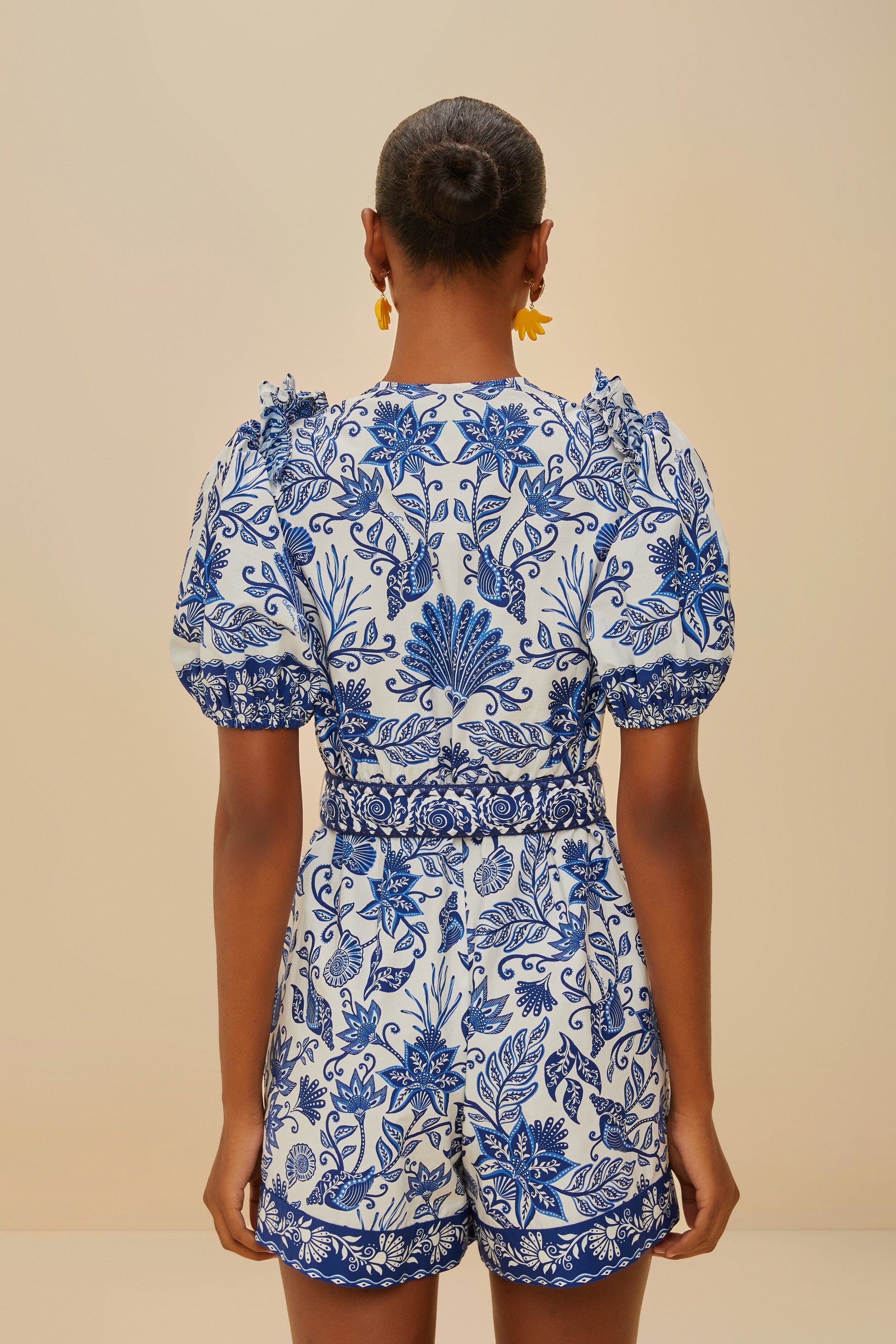  Off-White Shell Garden Organic Cotton Romper
