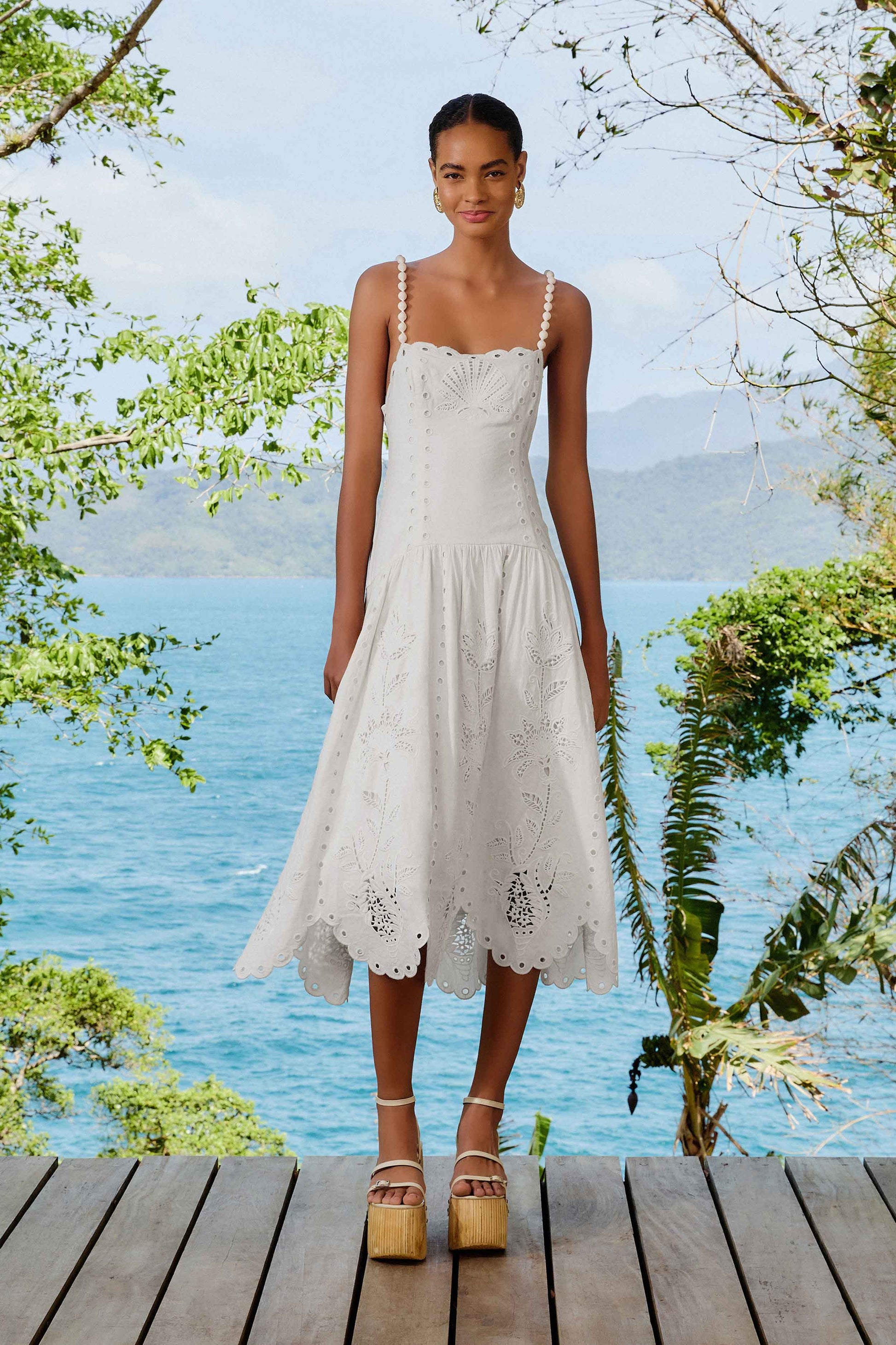  Off-White Richelieu LENZING™ ECOVERO™ Euroflax™ Midi Dress