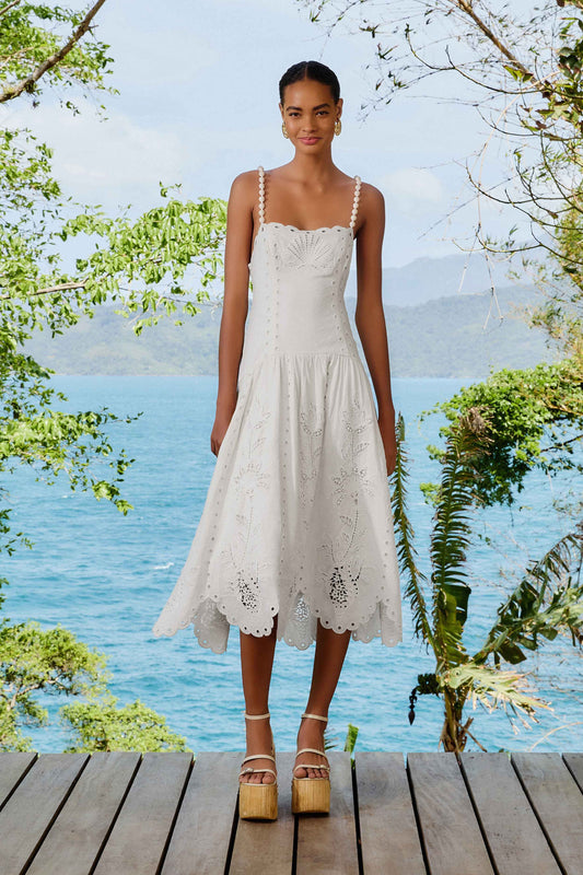  Off-White Richelieu LENZING™ ECOVERO™ Euroflax™ Midi Dress