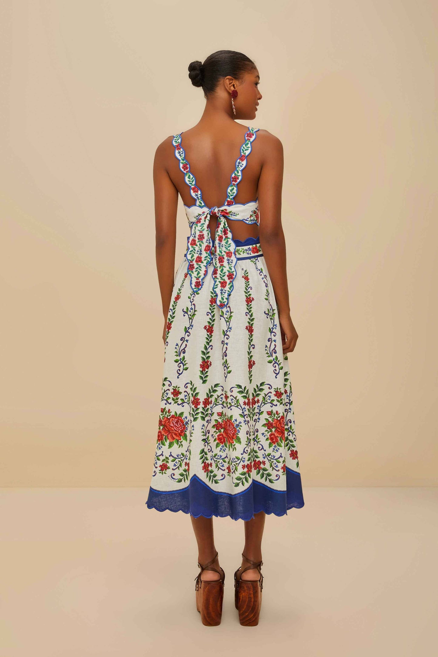  Off-White Flower Tapestry LENZING™ ECOVERO™ Euroflax™ Midi Skirt