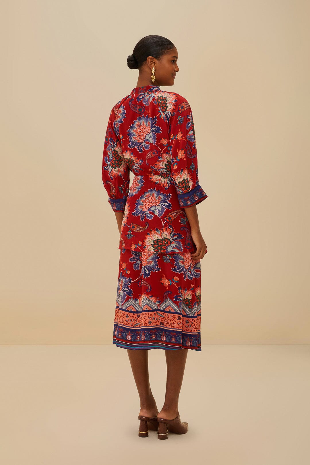  Luang Red Scarves Blue Maxi Dress