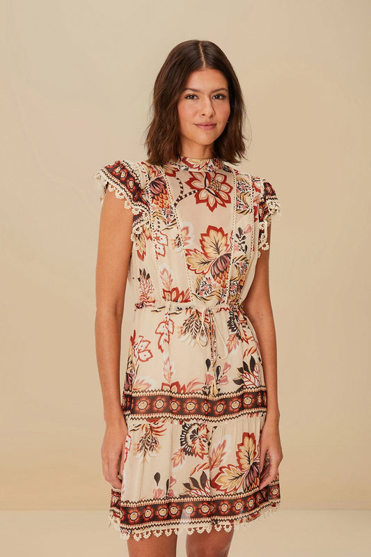  Sand Aura Floral Mini Dress