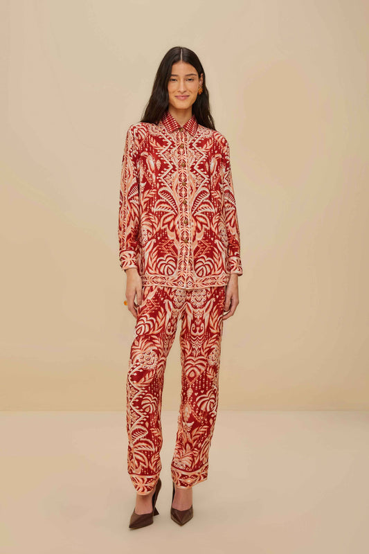  Tropical Tapestry Red Pajama Pants