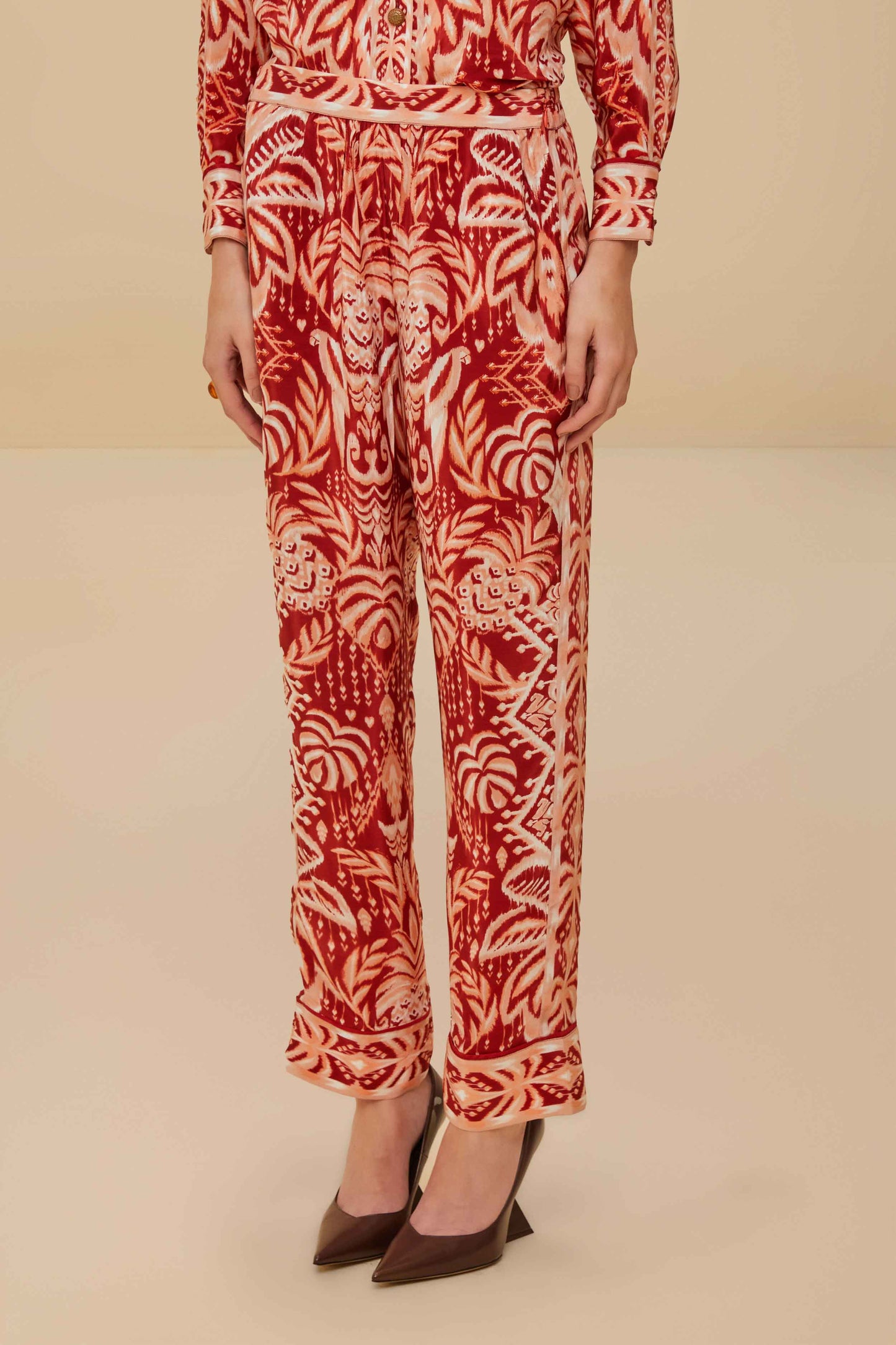  Tropical Tapestry Red Pajama Pants