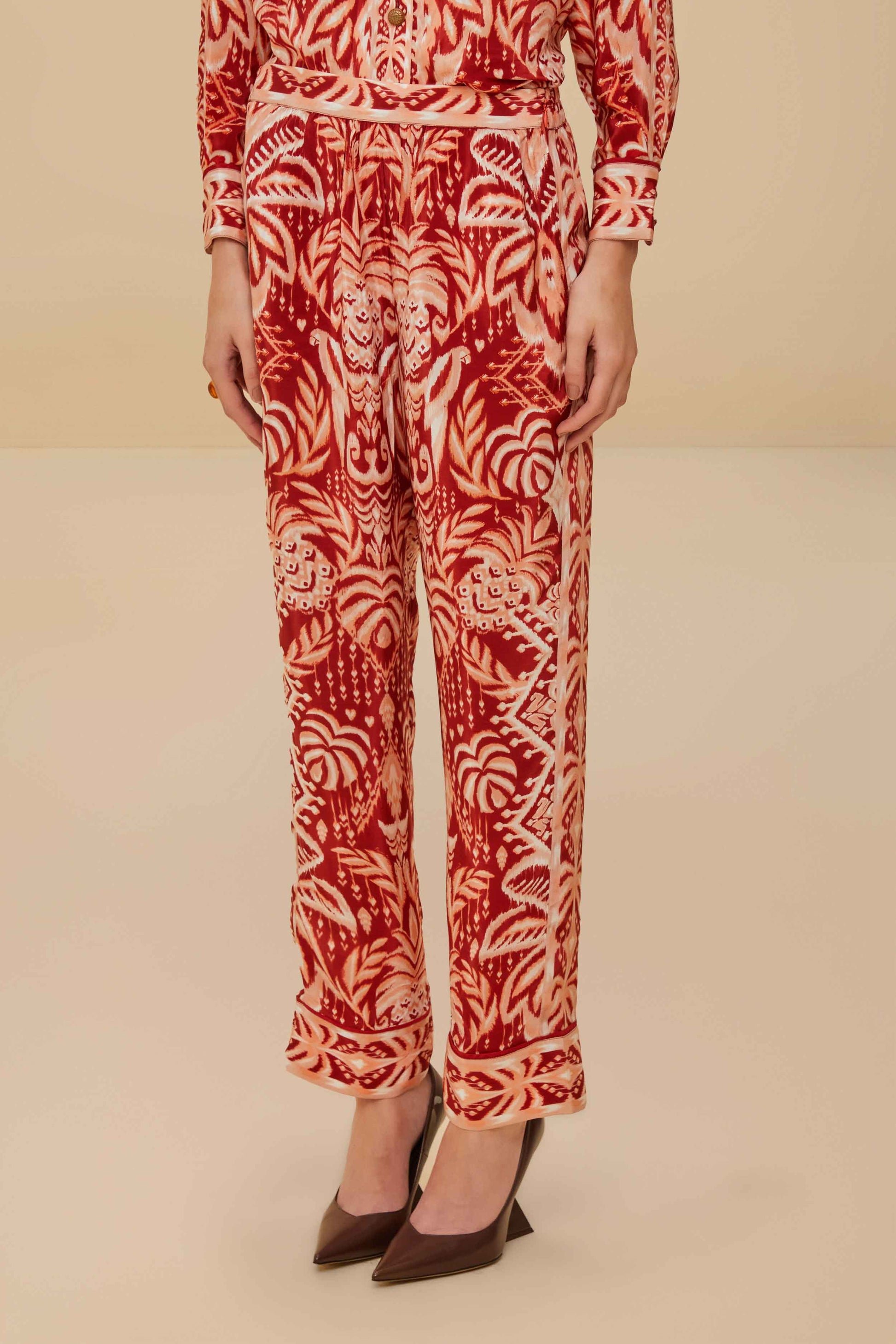  Tropical Tapestry Red Pajama Pants