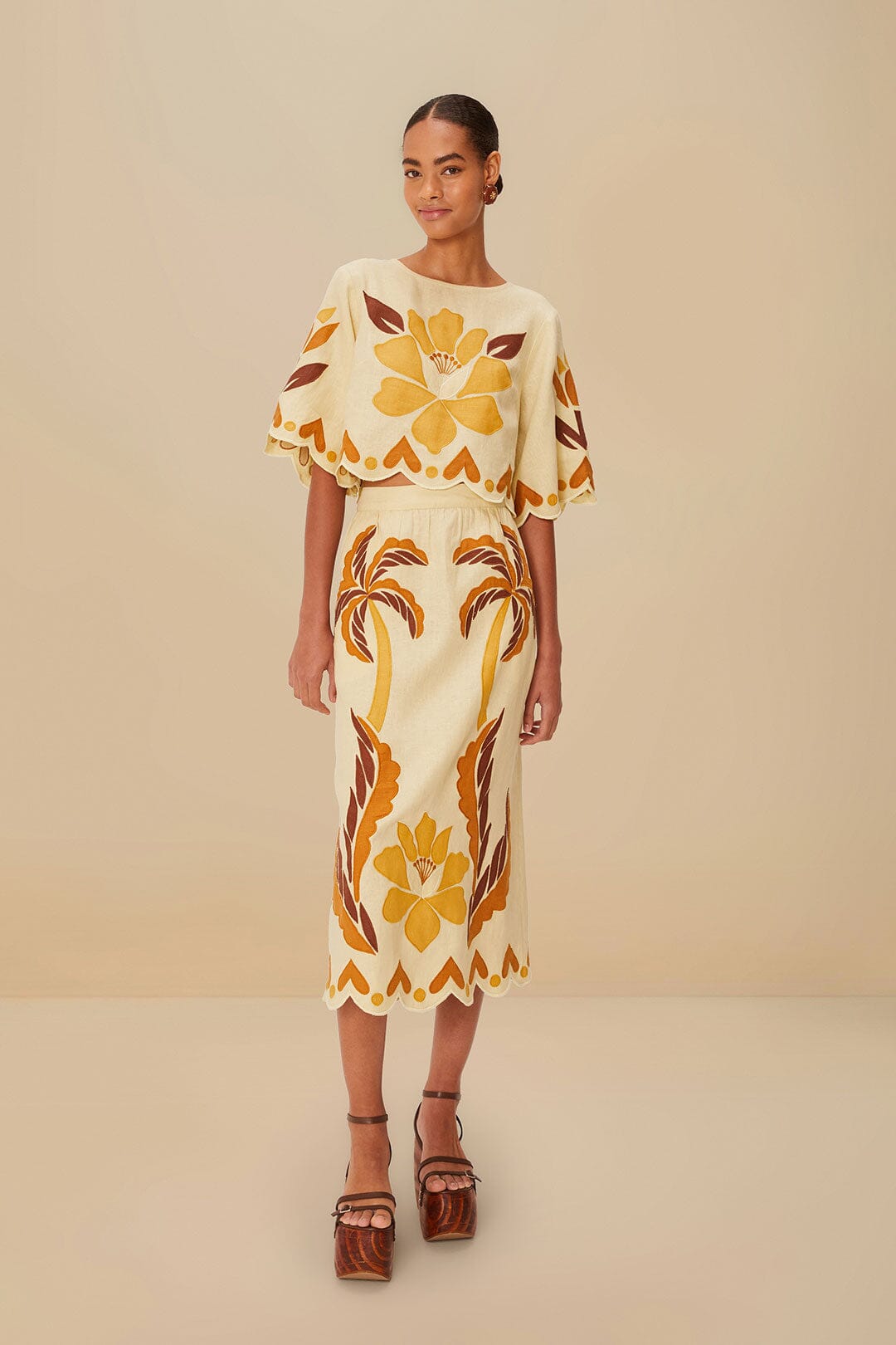  Sand Summer Cutwork Euroflax™ Premium Linen Skirt
