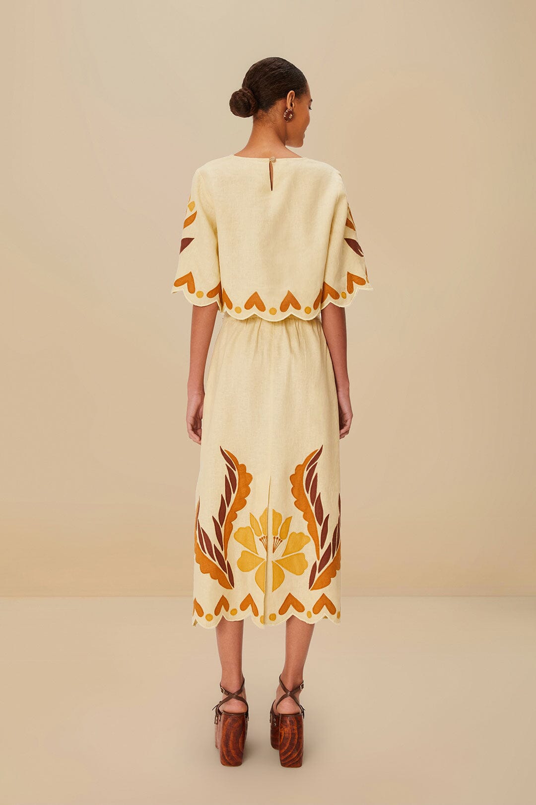  Sand Summer Cutwork Euroflax™ Premium Linen Skirt